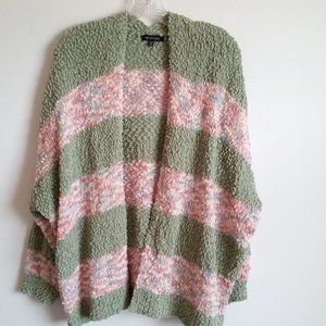 Hers & Mine Popcorn Striped Open Cardigan Sweater M/L